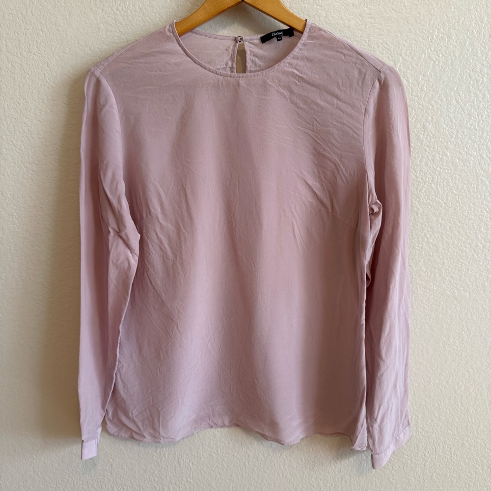 Charuel Elegant Pink Silk Long Sleeve Women's Top Size 46 (M)